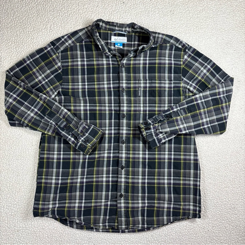 Columbia Men’s Plaid Gray Casual Outdoor Style XL Long Sleeve Button Down  Shirt